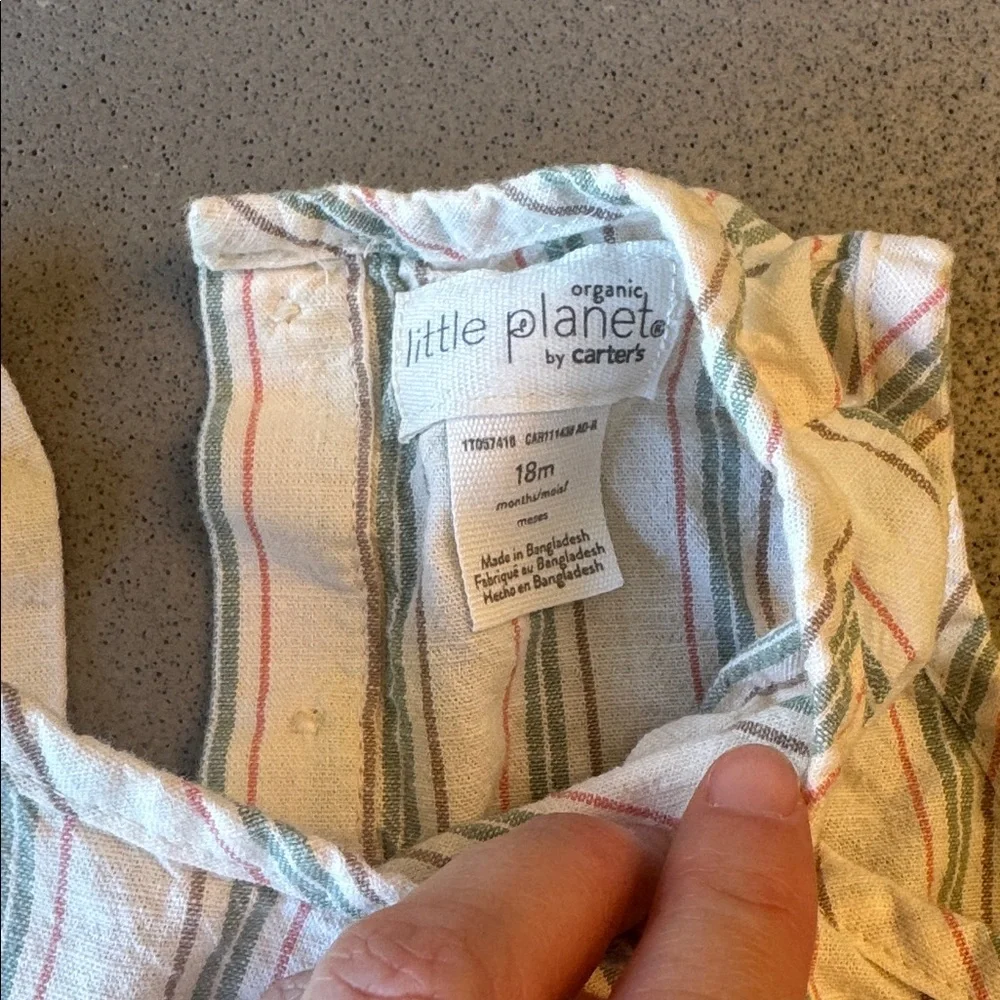 Little Planet by Carter’s Organic Cotton Baby Bubble Romper Dress Striped 18M